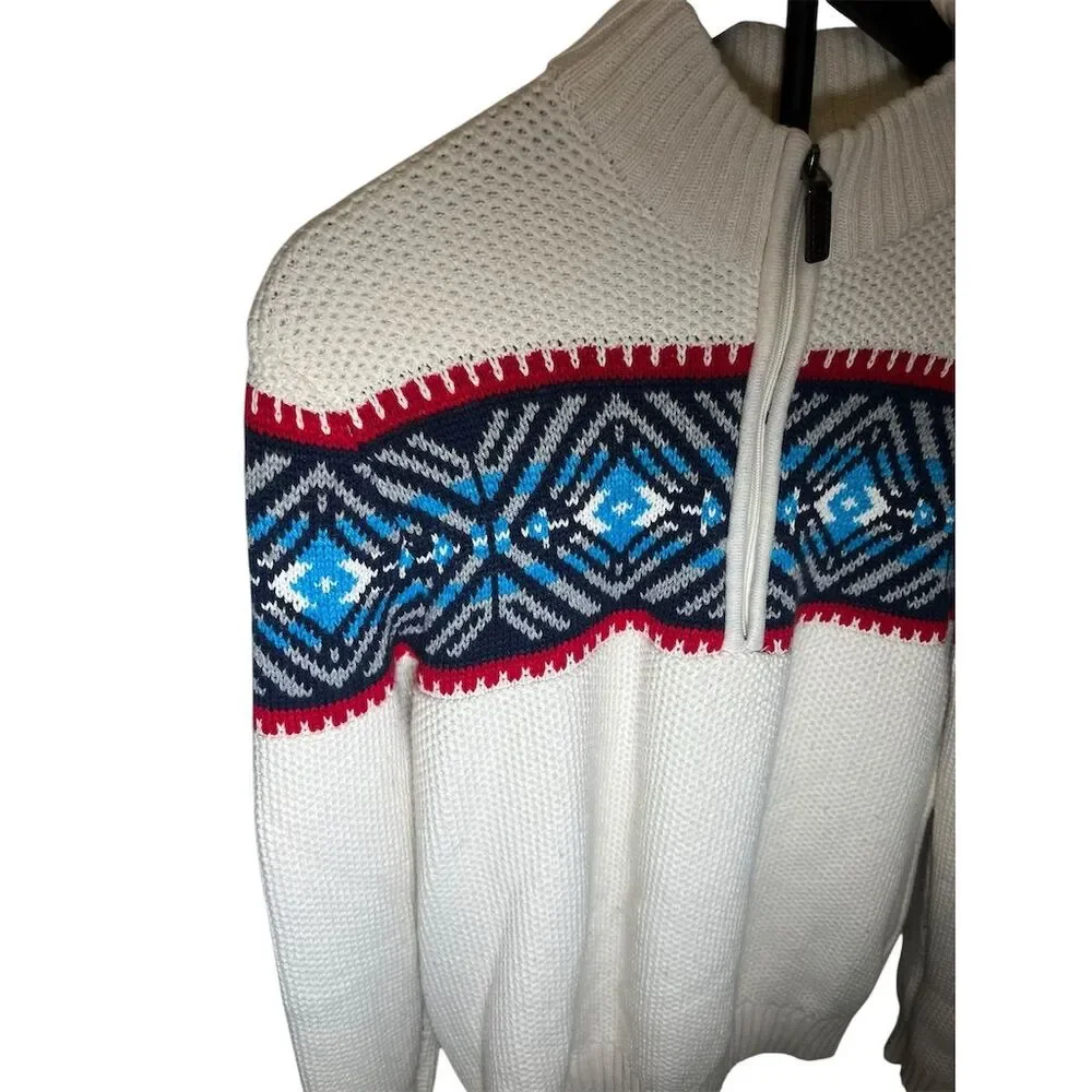 IZOD Men's Fair‎ Isle/Festive Holiday 1/4 Zip Knit Sweater Multicolor Size M